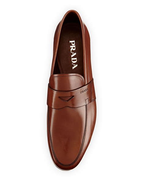 prada mens brown leather shoes 2 ec 016 8|prada sole loafer shoes.